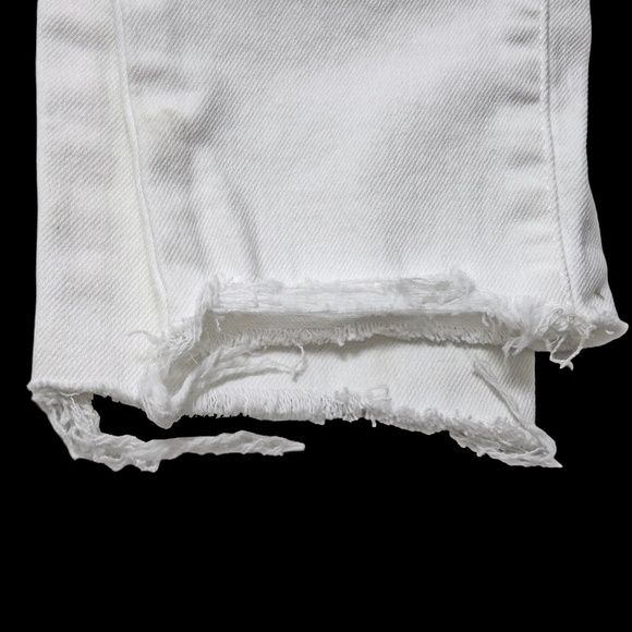 Levis 721 Denim Jeans White Hi-Rise Skinny Ankle 5-Pocket Distressed Raw Hem - Picture 12 of 14